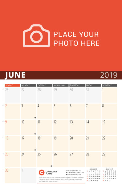 墙上日历计划2019年设计打印图片下载