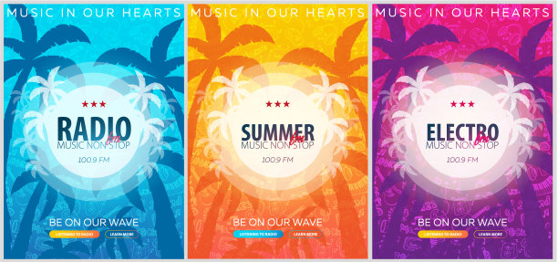 一套漂亮的夏季派对电台传单图片下载