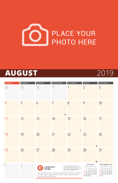 墙上日历计划2019年设计打印图片下载