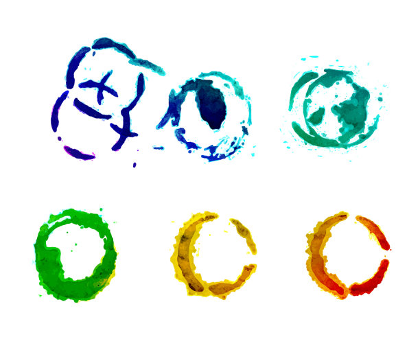 一套圆形水彩污点图片下载