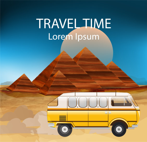 埃及夏季旅游巴士露营拖车图片下载