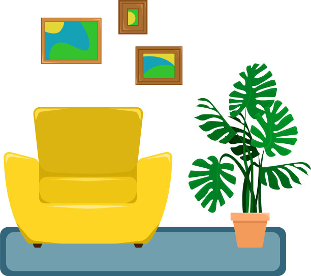 平铺客厅内部的扶手椅图片下载