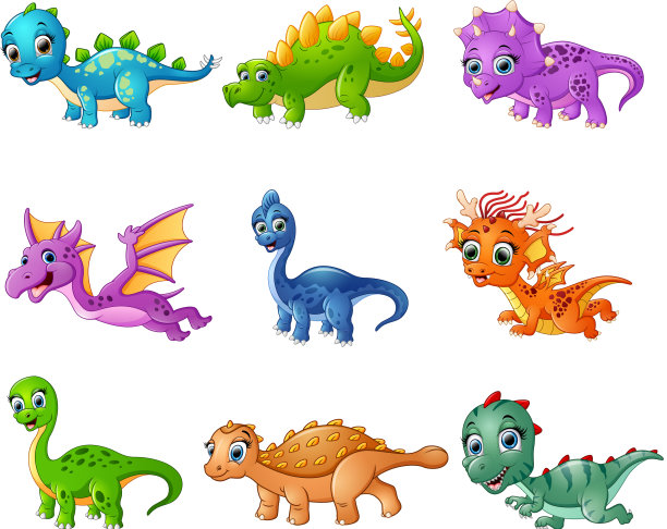 一套卡通恐龙收藏品图片下载