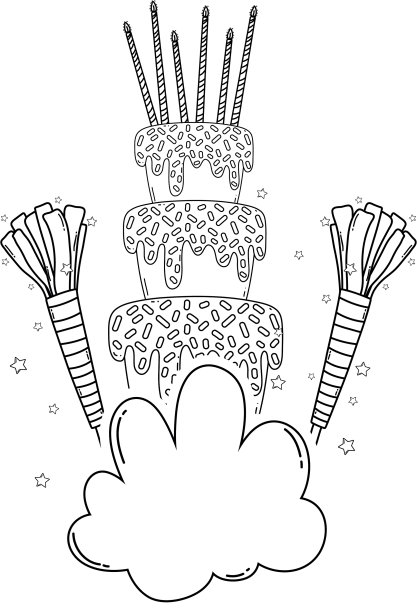 彩云上的生日蛋糕黑白相间图片下载