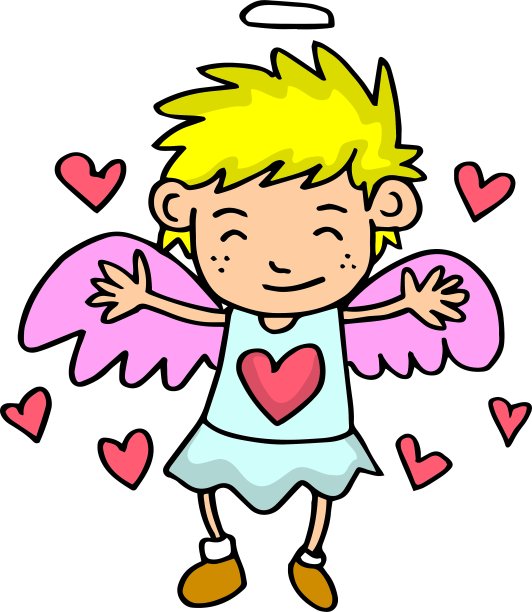 爱情背景上的黄色头发的丘比特图片下载