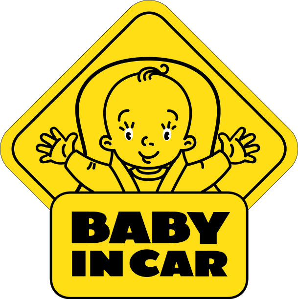 婴儿在汽车座椅后窗的贴纸或标志图片下载