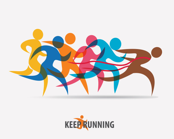 跑步者的标志和比赛的集合图片下载