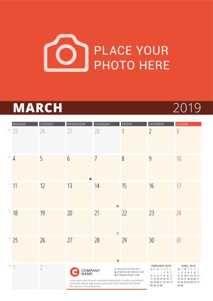 墙上日历计划2019年设计打印图片下载