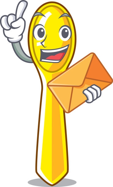 与信封卡通塑料勺用餐图片下载