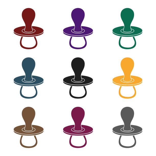 婴儿奶嘴图标在黑色风格孤立上图片下载