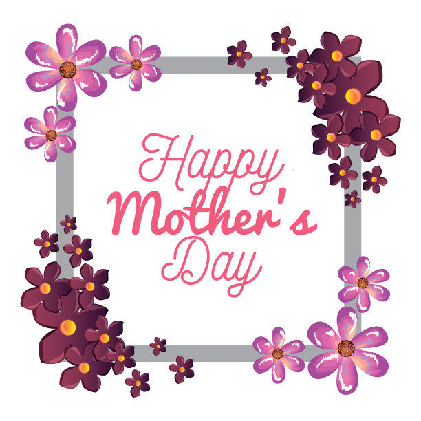 鲜花装饰的母亲节贺卡图片下载