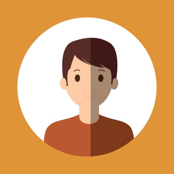 年轻人肖像与圆形彩色框架图标图片下载