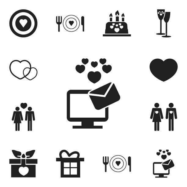 一组12可编辑的激情图标包括符号图片下载