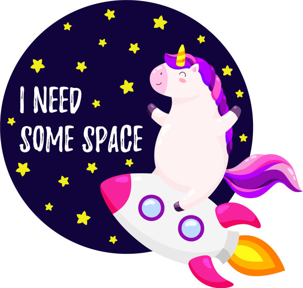 可爱的独角兽宇航员图片下载