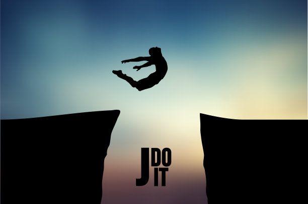 一个跳跃的人的剪影图片下载