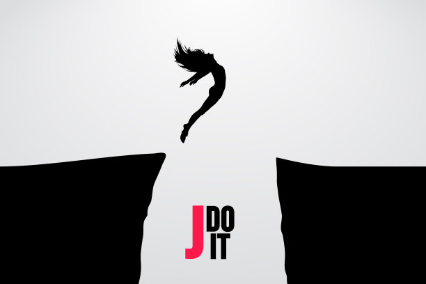 一个跳跃的女孩的剪影图片下载