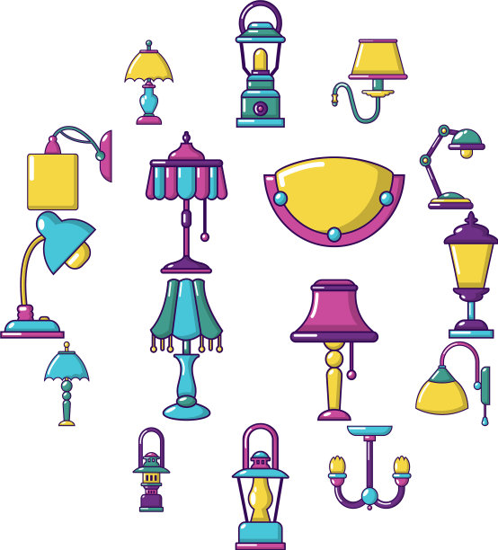 灯图标设置卡通风格图片下载