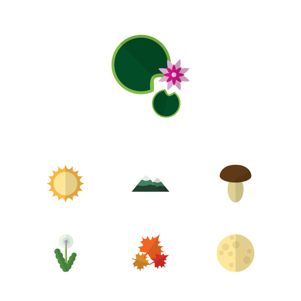 扁平图标生物设置的加拿大冠军月球图片下载