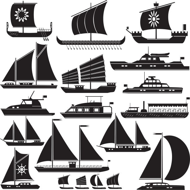 摩托车和帆船的图标图片下载