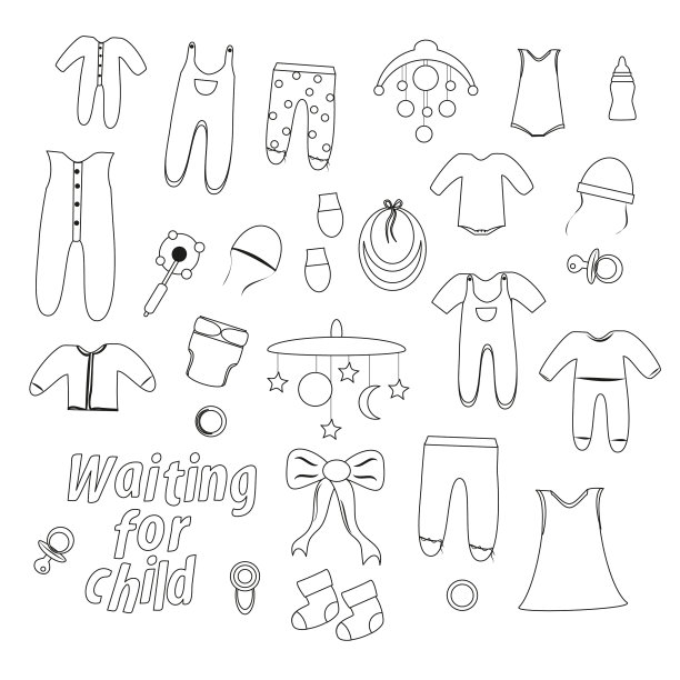 新生儿婴儿衣服的轮廓套图片下载