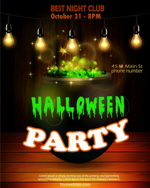 万圣节派对邀请贴在木墙上图片下载