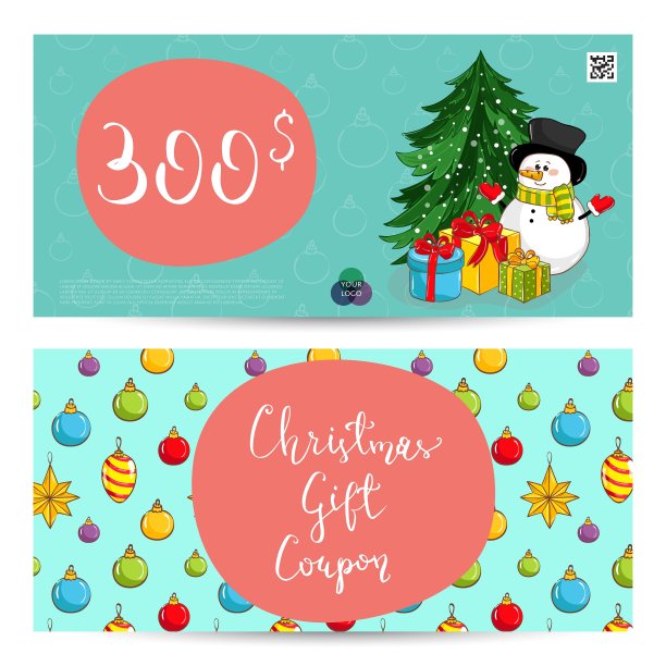 预付金额模板圣诞礼券图片下载