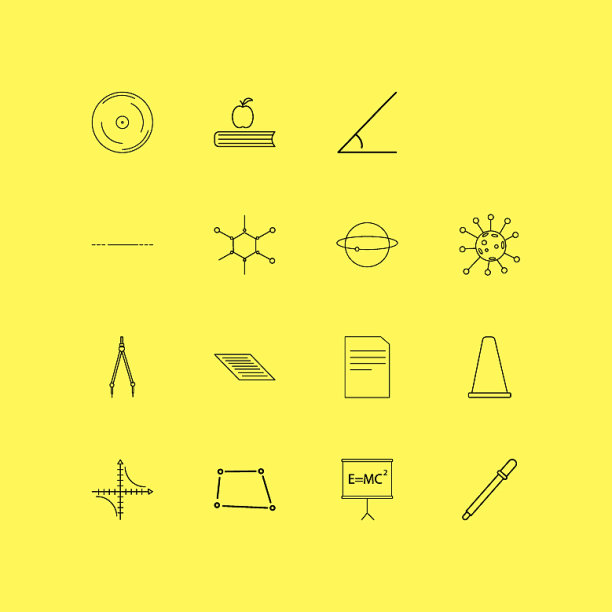 科学线性图标设置简单轮廓图标图片下载