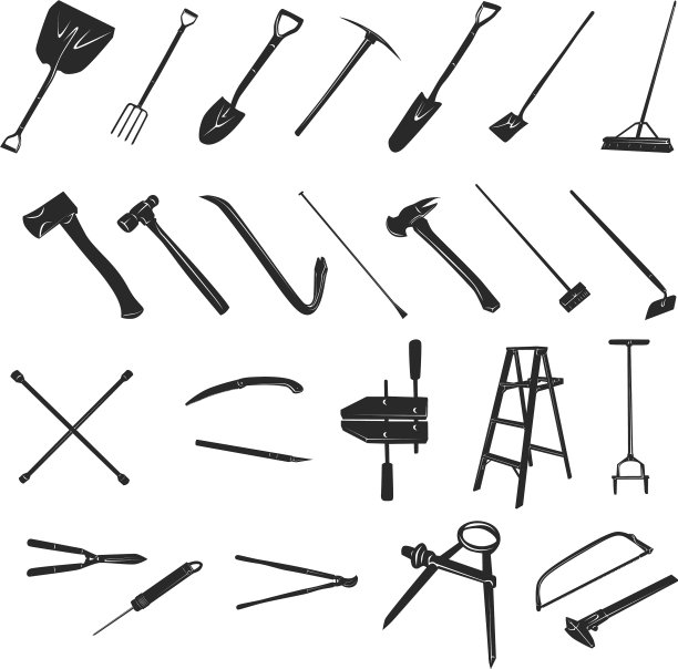 园艺工具剪影合集图片下载
