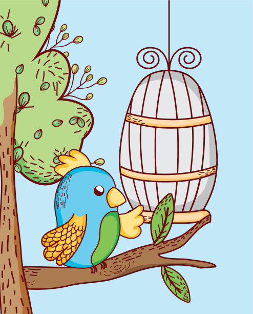 鹦鹉出笼子涂鸦卡通图片下载