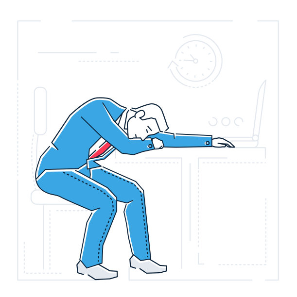 疲惫的商人线设计风格孤立图片下载