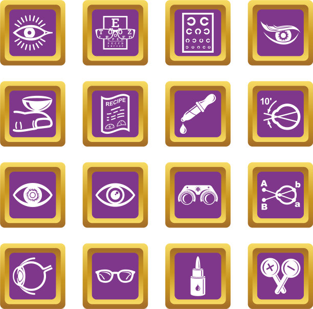 眼科医师图标设置紫色方块图片下载