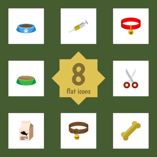 扁图标动物兔粉剪猫套图片下载