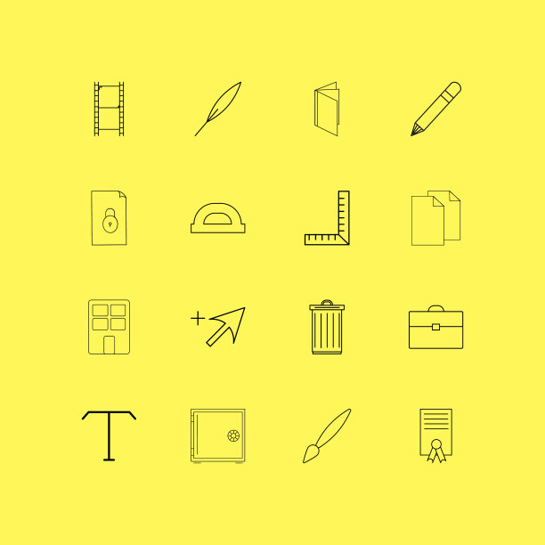 办公室线性图标设置简单的轮廓图标图片下载