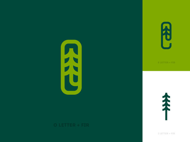 线标志模板或与冷杉树和图标图片下载