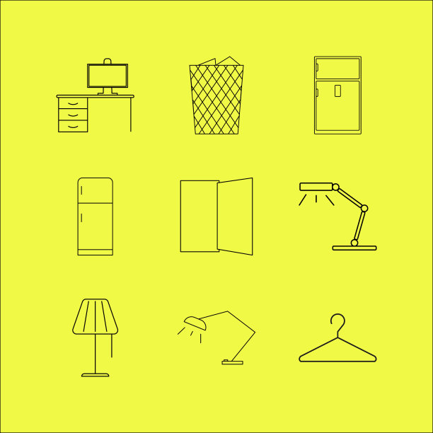 家具线性图标设置简单的轮廓图标图片下载