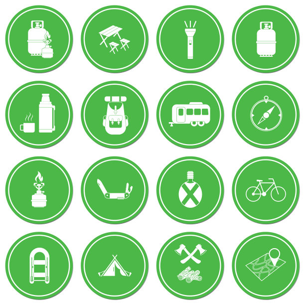 一套露营设备图标图片下载