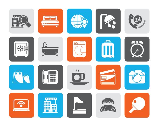 剪影酒店和汽车旅馆服务图标图片下载