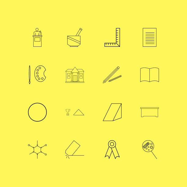 教育线性图标设置简单的轮廓图标图片下载