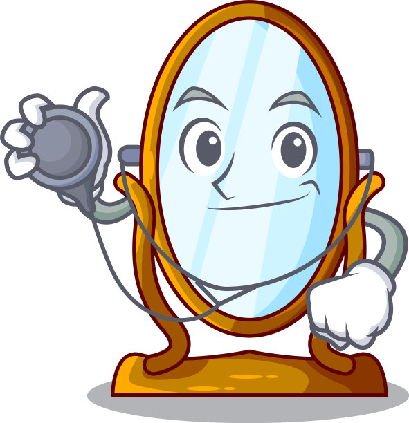 医生人物大镜子在漂亮的框架图片下载