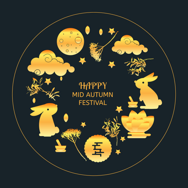 中秋节概念图标集图片下载