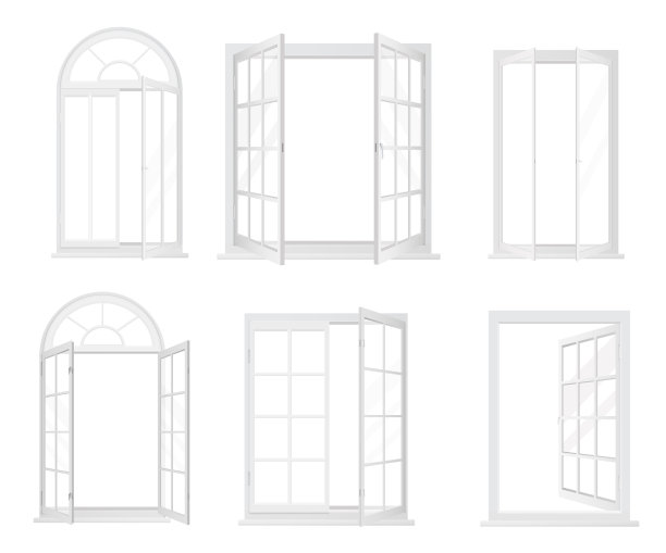 一套白色现实的窗户隔离图片下载