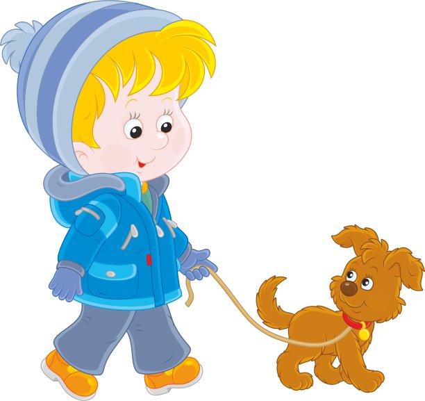 男孩和他的狗散步图片下载