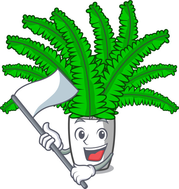 用旗鲜蕨枝孤立在吉祥物上图片下载