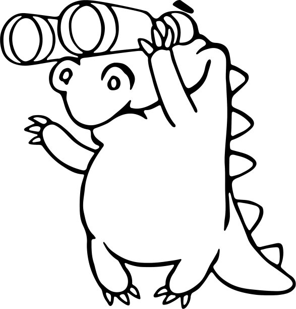 可爱的龙通过望远镜看图片下载