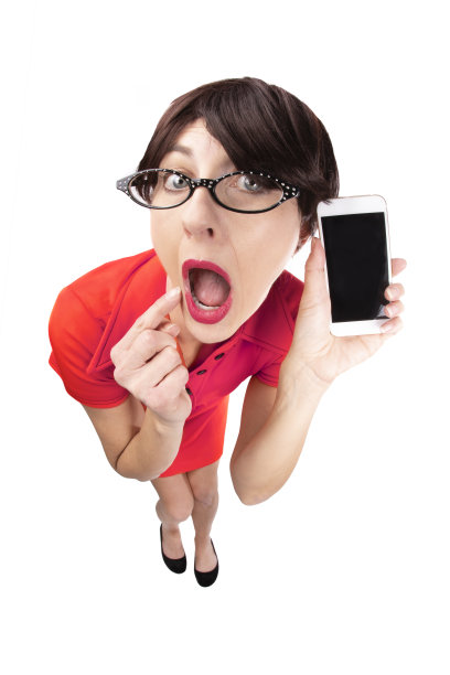 惊讶的鱼眼女士有手机图片下载