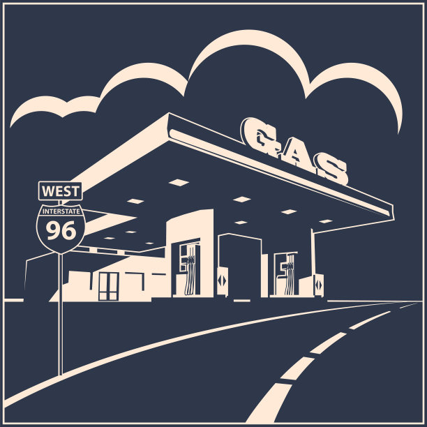 公路海报上的加油站图片下载