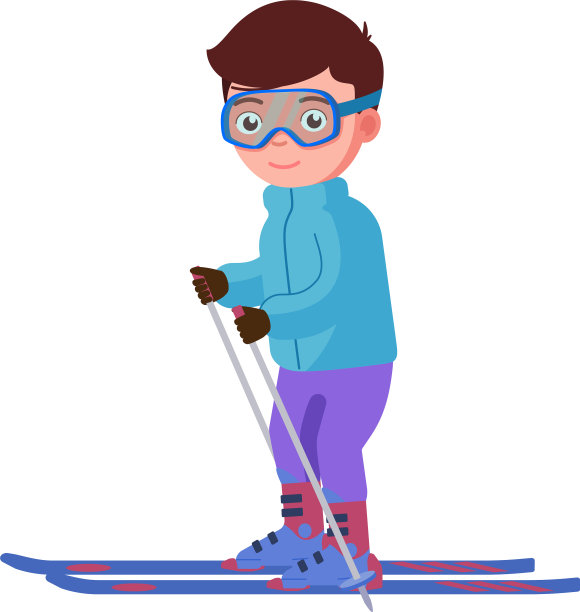 微笑的男孩滑雪图片下载