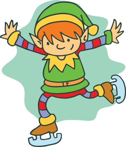 圣诞快乐的精灵溜冰性格图片下载