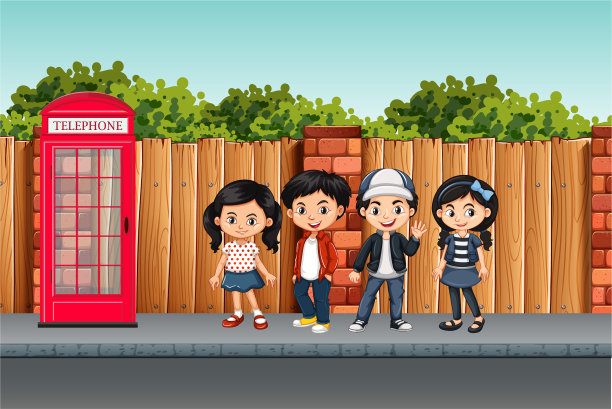 可爱的儿童街景图片下载