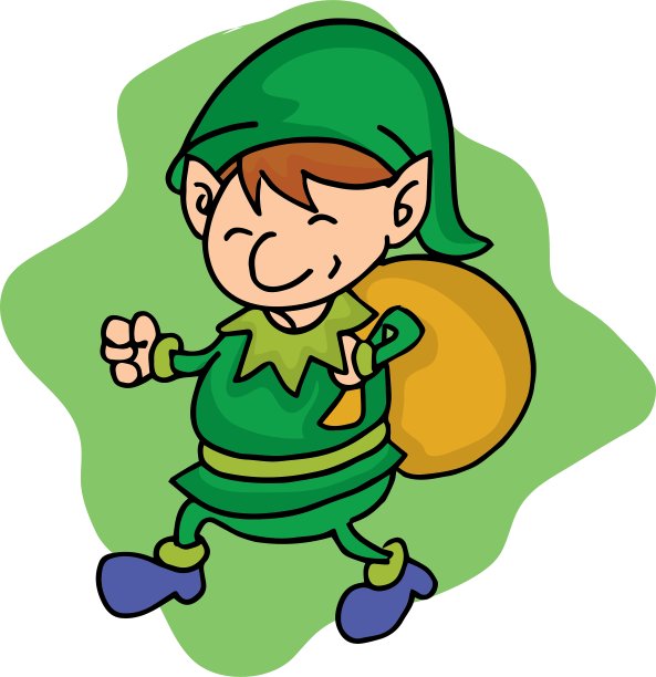 小精灵助手与礼品袋卡通图片下载